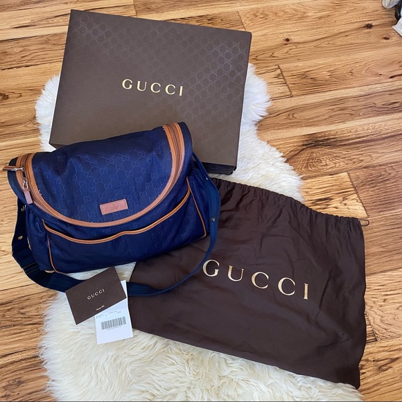 Gucci Guccissma Nylon Diaper Bag Navy Sheen Monogram - Picture 2 of 14